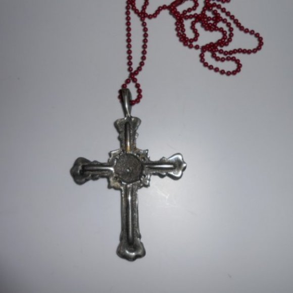 Vintage Cross on Rosary Bead Look Chain Halloween Costume - Picture 4 of 6